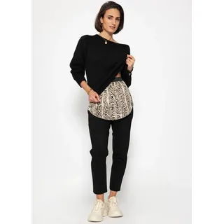 SASSYCLASSY Unterrock Blusen Unterrock Damen Saum Verlängerung Elegant Blusenrock Hemdverlängerung Halbrock mit Gummibund Weiß Schwarz Leo beige S/M