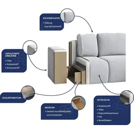 masseno Ecksofa LIRENO mit Schlaffunktion L-Form, Sofa mit Bettkasten, Wohnzimmersofa, Couch, Soffa, Bettsofa, Couchgarnitur- Gelb, KRONOS 01 - Gelb