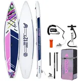 WaveRite SUP-Board aufblasbares SUP Board Stand up Paddle Board, 381×79×15cm für 1-2 Personen, 200kg Tragfähigkeit, Komplett-Set lila