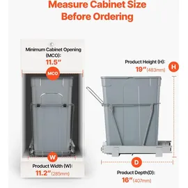 Vevor ausziehbarer Mülleimer 35 Qt grau