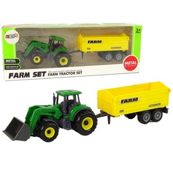 LEAN Toys Spielzeug-Auto Traktor Klein Anhänger Spielzeugtraktor Eimer Fahrzeug Landwirtschaft gelb