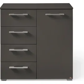 Set One by Musterring Kombikommode "Henderson", grau (graphit), B:80cm H:81cm T:42cm, Holzwerkstoff, SET ONE BY MUSTERRING, Sideboards, Kombikommode, mit 1 Tür und 4 Schubladen inkl. Selbsteinzug und Dämpfung