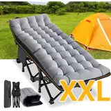 Meulbaty Klappbett Klappbar Feldbett, Stahlrahmen + Oxford-Stoff Liegefläche (2.3-3cm Matratze, 1-St) Leicht Relax Liege für Balkon, Garten, 198×81×46cm grau 46 cm