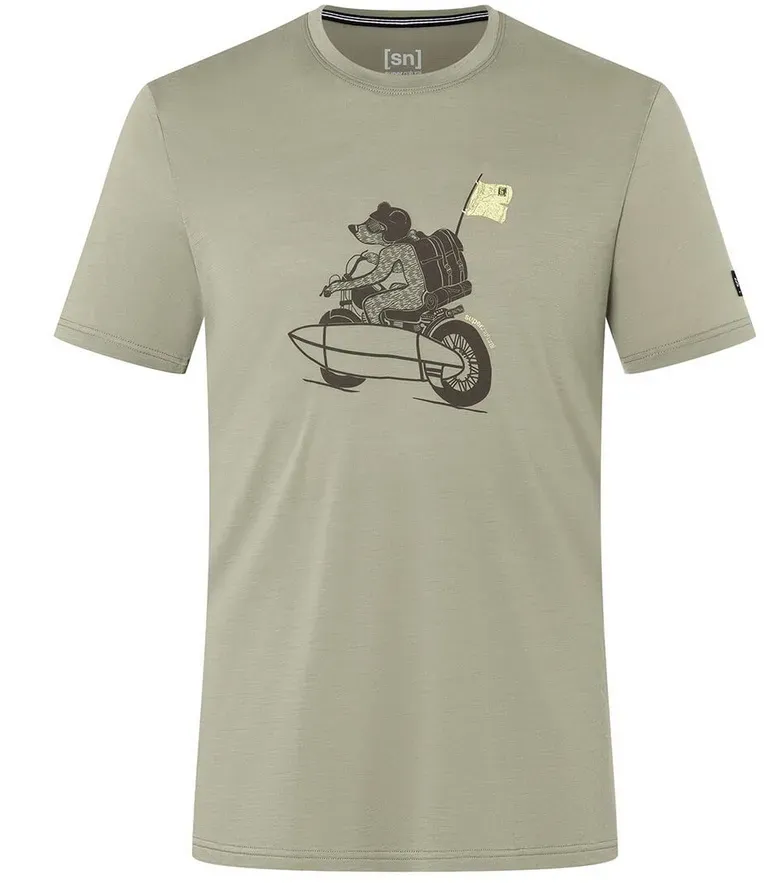 super natural Wander-/Freizeit Tshirt Naked Bear Tee (Merino-Mix) Canteen sagegrün Herren