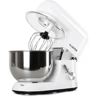 Klarstein Bella Bianca - Küchenmaschine, Rührmaschine, Knetmaschine, 1200 Watt, 1,6 PS, 5,2 Liter, planetarisches Rührsystem, 6-stufige Geschwindigkeit, Edelstahlschüssel, weiß