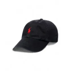 Polo Ralph Lauren Herren Baseball Cap Schwarz aus Baumwoll-Chino-Stoff, OSFA