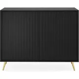 Selsey Kommode Schrank Aufbewahrungsschrank 104 cm 2 Türen 4 Fächer Schwarz Goldene Beine Bello