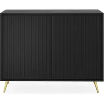 Selsey Kommode Schrank Aufbewahrungsschrank 104 cm 2 Türen 4 Fächer Schwarz Goldene Beine Bello