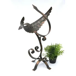 DanDiBo Sonnenuhr Phönix aus Schmiedeeisen Wetterfest 65 cm Gartenuhr Metall Phoenix Uhr