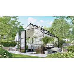 Vitavia Gewächshaus Cassandra 9900 inkl. Sockelmauer - 9,9 m2 -schwarz-Sockel Herbstlaub