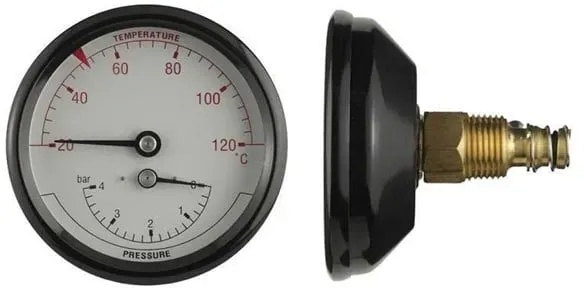 Termo/pressure gauge 1/2xø80 0-4 bar/20-120 °c