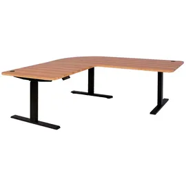 Mendler Eckschreibtisch HWC-D40 Eiche Nachbildung / Schwarz
