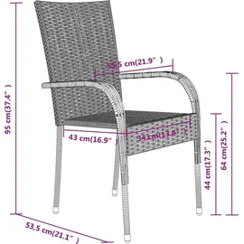 vidaXL Garten-Essgruppe 7-tlg. Grau/Schwarz