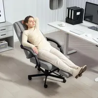 Homcom Bürostuhl mit Massagefunktion Ergonomischer Chefsessel mit Liegefunktion Fußstütze