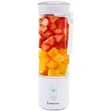 Mini Smoothie Maker, Standmixer, 450ML Tragbarer Smoothie Mixer, 7.4 V Motor, mit sechs Klingen für Fruchtsaft, Milchshakes, Babynahrung - 2400 mAh (Weiß)