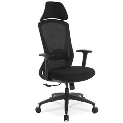 Ergonomischer Bürostuhl aus Textil | Schwarzer Bürositz mit verstellbarer Rückenlehne | Arbeitsstuhl für optimale Körperhaltung | Kadima Design
