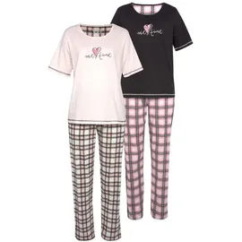 VIVANCE DREAMS Damen Pyjama schwarz, schwarz-weiß-kariert, rosa, rosa-schwarz-kariert Gr.52/54