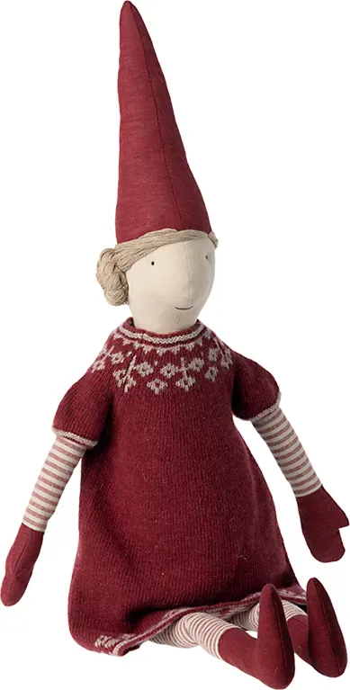 Maileg Santas Frau Kuschelpuppe 83 cm - Weihnachtsfigur, Stoff, Rot-Weiß - Liebevolle Details, Geschenkidee