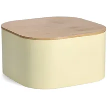 Zeller Brotkasten Metall mit Bambusdeckel 14,5 cm x 26,5 cm x 26,5 cm Gelb