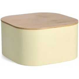 Zeller Brotkasten Metall mit Bambusdeckel 14,5 cm x 26,5 cm x 26,5 cm Gelb