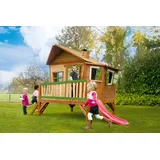 Axi Emma Spielhaus Braun/Grün - Rote Rutsche