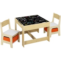 Kindersitzgruppe Kindertisch mit 2 Stuhl mit Aufbewahrungsfach Kindermöbel SG002