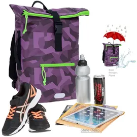 Elephant Gin Rucksack Plane Time Bag Kurierrucksack Roll-Top Damen Mädchen Freizeitrucksack Geheimfach Brustgurt Schulrucksack Laptoprucksack Elephant 128... + Lila