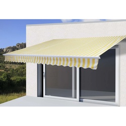 Alu-Markise H791, Gelenkarmmarkise Sonnenschutz 4,5x3m ~ Polyester Gelb/Weiß