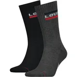 Levi's Unisex Sportsocken, Vorteilspack - Regular Cut SPRTWR, Logo, einfarbig Schwarz/Grau 39-42 Pack