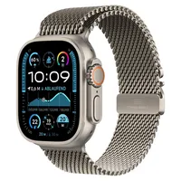 Apple Watch Ultra 2 GPS + Cellular 49 mm Titangehäuse natur, Milanaise Armband natur S