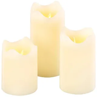 Britesta 3er-Set dimmbare LED-Echtwachskerzen, bewegliche Flamme, Fernbedienung
