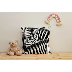 queence Dekokissen »Zebra Herde«, Kissenhülle mit HD Premium Druck, geruchsneutral, 40x40cm queence Schwarz + bedruckt B/L: 40 cm x 40 cm