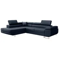Luxusbetten24 Schlafsofa Designer Sofa Aston Kunstleder, mit Stauraum und Schlaffunktion blau