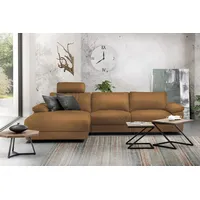 KAWOLA Sofa LOLA Ecksofa XL Stoff cognac mit motorischer Relaxfunktion Recamiere links - Braun