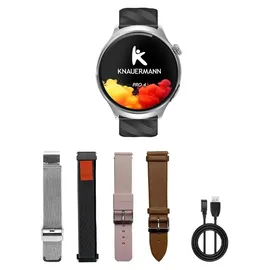 knauermann PRO 4 Rund 47 mm Aluminiumgehäuse Silber Silikonarmband Silber inkl. verschiedene Armbänder