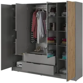 masseno Drehtürenschrank NELIANA 206 x 200 x 51 cm Grau