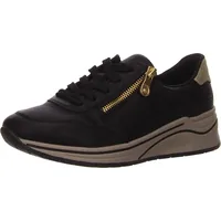 Rieker N9501 Damen Weit Schwarz/Ginger-Gold 39