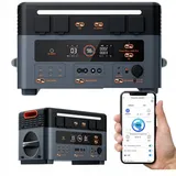 OSCAL PowerMax 2400 PRO Tragbare Powerstation – 2400W, 2016Wh, LiFePO4, UPS, Erweiterbar auf 22kWh, 16 Anschlüsse – Schwarz - Schwarz