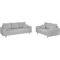 S-Style Polstergarnitur Chenille 3-Sitzer + 2-Sitzer Grau
