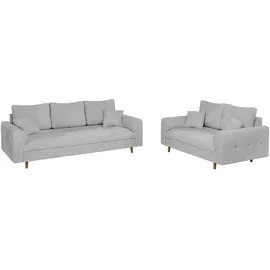 S-Style Polstergarnitur Chenille 3-Sitzer + 2-Sitzer Grau