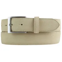 BELTINGER Italienischer Veloursleder-Gürtel, 35 mm breit, Herren, Anzuggürtel, Hosengürtel, Wildleder, Schließe Silber | Beige 100cm - 100 cm (Gesamtlänge 115 cm)