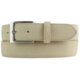 BELTINGER Italienischer Veloursleder-Gürtel, 35 mm breit, Herren, Anzuggürtel, Hosengürtel, Wildleder, Schließe Silber | Beige 100cm - 100 cm (Gesamtlänge 115 cm)
