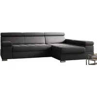 Kreative Furniture & Design Ecksofa mit Schlaffunktion Paulo Sofa l Form, Federkern, Schlafsofa Kopfteil, und Bettkasten, 260x162, Form Ottomane Rechts, Inari 94 + Schwarz Eco (P-10a,10b), PauloF