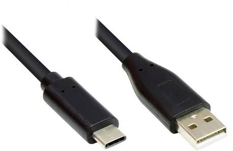 Good Connections® Anschlusskabel USB 2.0, USB-CTM Stecker an USB 2.0 A Stecker, CU, schwarz, 2m