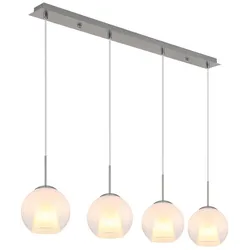 Hängeleuchte Esszimmerlampe Pendelleuchte 4-Flammig Glaskugel Kristalle opal E27