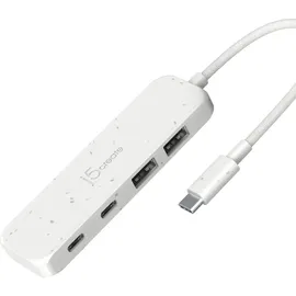 j5create Umweltfreundlicher USB-C-zu-Hub Typ C & Typ A Gen 2 mit 4 Anschlüssen,