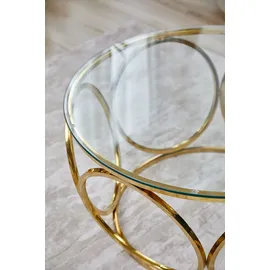 SalesFever Couchtisch "Couchtisch im eleganten Stil", gold (gold, gold, klar), B:80cm H:40cm T:80cm, Edelstahl, Sicherheitsglas, Tische, Couchtisch, mit Design-Gestell aus Stainless Steel