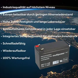 Multipower Blei-Akku MP7-12B Pb 12V 7Ah + Ladegerät