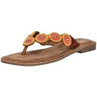 LAZAMANI Leder-Zehentrenner in Hellbraun/ Orange | Gr.: 38