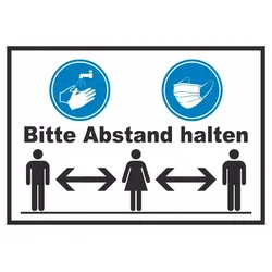 Hände waschen Mundschutz Abstand Schild A5 (148x210mm)